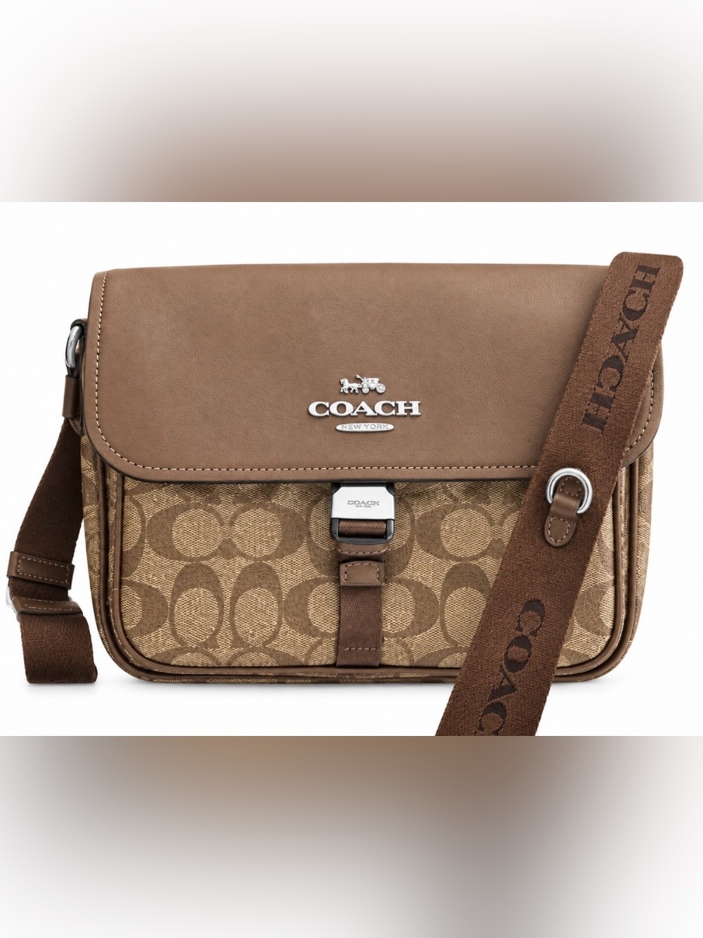 Coach Pace Messenger Bag in Signature Canvas Khaki/Saddle